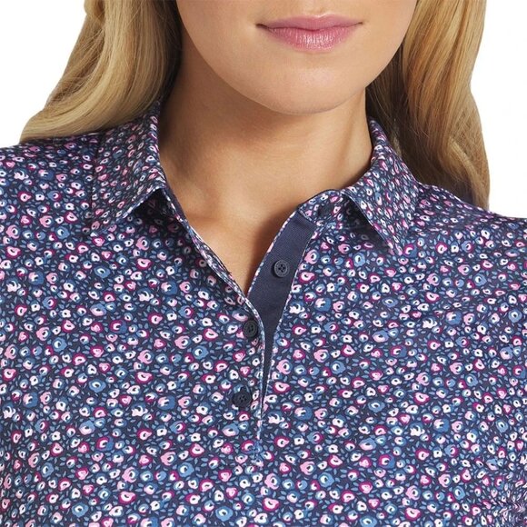 PUMA Women's MATTR Golf Soto Polo Deep Navy/Magenta Gleam Size Large Short Sleev - Picture 1 of 5